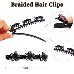 Sparkling Crystal Stone Rhinestone Braided Hair Clips for Women Duckbill Hair…