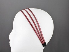Drk Red thin skinny triple 3-strand faux leather headband hair band narrow bands