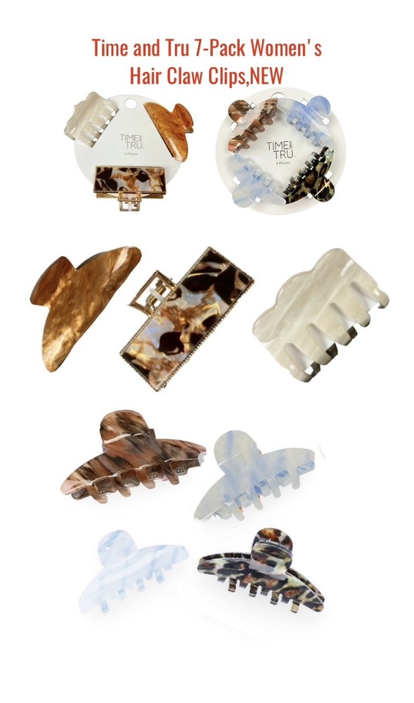 🎁 Time and Tru 7-Pack Women’s Hair Claw Clips, NEW GIFT/ COLLECTION