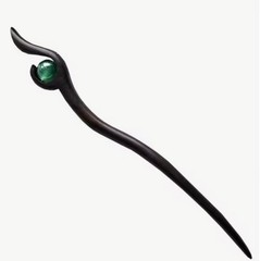 Hair Accessory Wooden Hair Stick with Bead Long, Straight Design for Updos