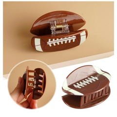 Football Hair Claw Clip Women OS Brown White Game Day Sporty Novelty Team Spirit