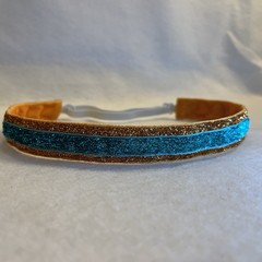 ORANGE AQUA GLITTER Headband no slip adjustable Life of a Showgirl head band