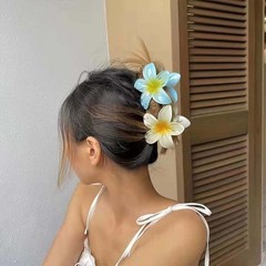 IRCOMULTI Large Flower Hair Claw Hairclip 1 Count (Pack of 1), Yellow White