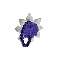 🌸 Handmade Kanzashi Flower Hair Tie – Lavender & White with Pearl Center