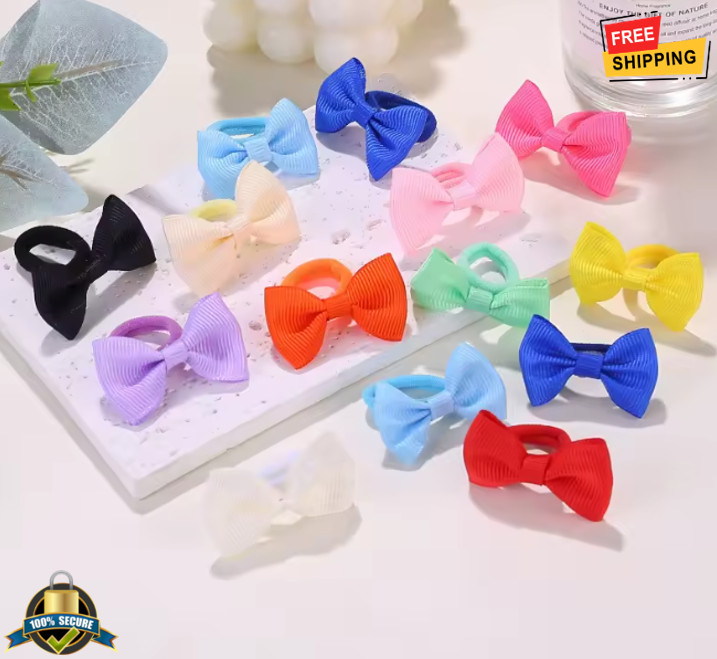 30 pcs Cute Bow Hair Ties Girls Elastic Non-Slip Soft Hair Accessories