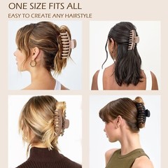 Versatile 12 Large Hair Clips – Non-Slip Matte Claw Clips in Neutral Colors