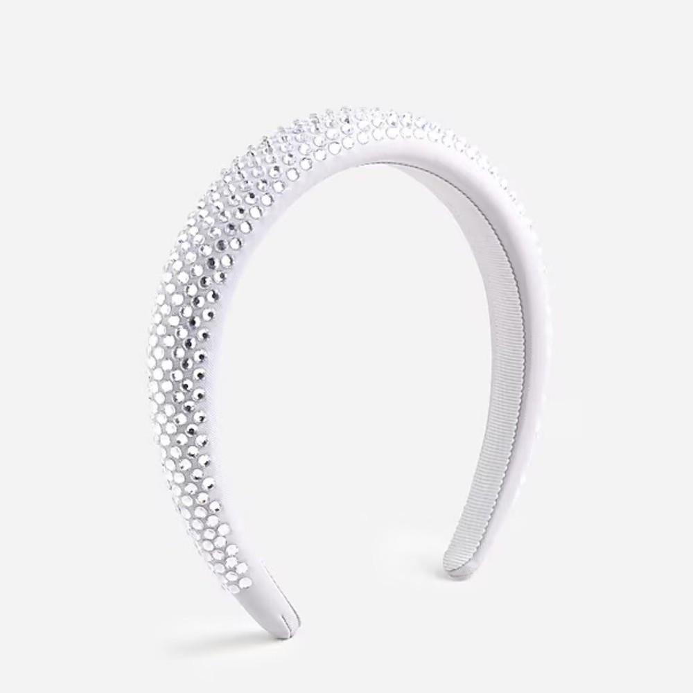 J.CREW Women Rhinestone-studded headband Silver Mirror One Size