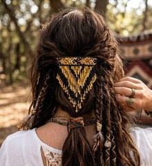 Beaded Boho Hippie Barrette With Fringe & French Clip Closure Guatemalan Artisan
