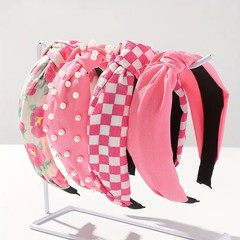 Hot Pink Headbands for Women Girls, 4 Packs Cute Flower Printed Knotted Head …