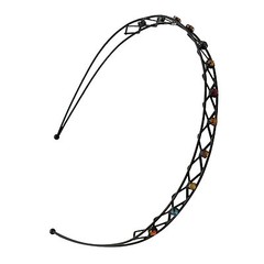 2 Assorted Hairband Comb Headband Metal Wire Teeth with Clear Rhinestones+Multi
