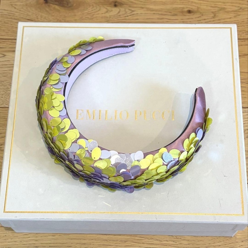 EMILIO PUCCI Glitter Headband Satin Sparkle Hair Accessory