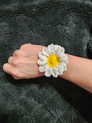 double daysi flower crochet hair bow for girls , mercerized cotton made