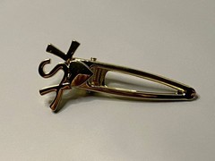 Vintage Yves Saint Laurent Gold YSL Logo Hair Clips 3cm