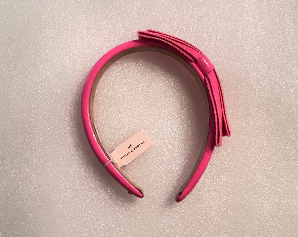 Violet & Brooks Paige Bow Faux Patent Leather Headband HOT PINK