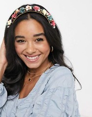 Baroque Crystal Rhinestone Headbands Flower Padded Hairbands for Women Floral