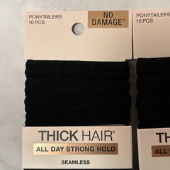 Scunci No Damage Seamless Ponytailers For Thick Hair 3 Packs Black