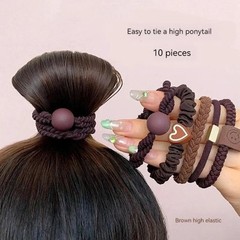 10PCS Women’s Simple Hair Ring Set Hair Accessories High Elasticity Leather Band