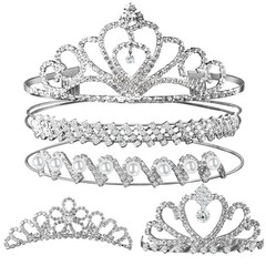 Teenitor Crown, 5pcs Tiaras for Women, Tiara Crown, Silver Tiara for Little G…