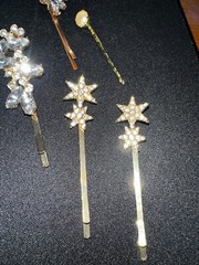 Hair Clips Pins Lot 11 elaborate Pearl Rhinestones Flower Star clip on earrings