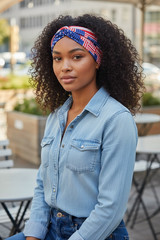 American Flag Front Twist Elastic HeadBand Headbands Great for the 4th of July!!