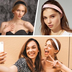 3 PCS Satin Headbands 1.1Inch Wide Hard Hair Bands Non Slip Fashion Plain Hea…