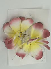 NEW ICING Claires Tropical Pink Yellow Flower Clip Womens Hair Accessory