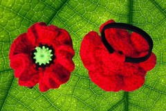 2 Ct Hand Made Bright Red Poppy Flower Hair Tie – Floral Accessory