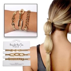 Gold Hair Tie Bracelets Set of 3 14k White Gold Chic Versatile Accessories