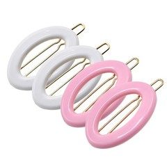 Parcelona French Eggie Oval Shell Mini Side Slide Barrette Hair Clips – 4 Pieces