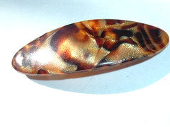 FRENCH CHOCOLATE CARAMEL CELLULOID SWIRL 3.5″ HAIR BARRETTE NWT