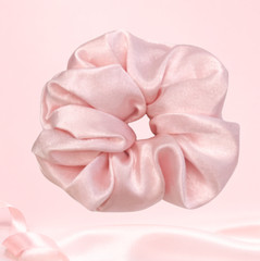 Satin Scrunchies Hair Ties Set of 4 Pink Blue Cream Blush Handmade USA
