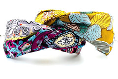 Pair of 2 Colorful Bohemian Top Knot Headbands Cotton Blend 2.25″ Wide
