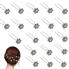 20 Pcs Wedding Bridal AB Crystal Daisy Flower Rhinestone Hair Pins Clips DIY