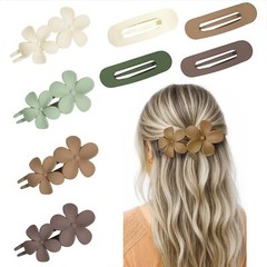 8PCS Hair Clips Set 4 Flat & 4 Floral Matte Non-Slip Claw Clips for Women Str…