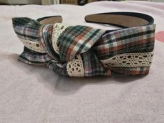 Lot 3 Women’s Padded Headbands Multicolor Plaid Bow Lace Rhinestone Pearl