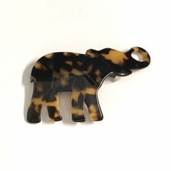 Delsol French Hair Barrette Metal Clip Tortoiseshell Animal Shape Made in France