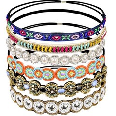 6pcs Hairbands for Women, 6 Rhinestone Beaded Headbands, Head Bands for Women…