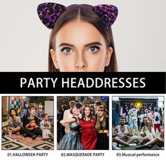 Leopard Pattern Cats Ear Hairhoop 2000s Headband for Formal Party Music Festival