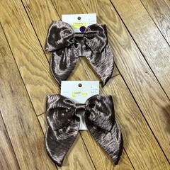 NEW Hair Clips Velvet Bows Pearl Embellished Rhinestone Pumpkin Accents Set