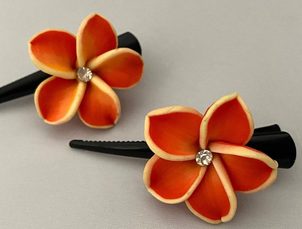 2 PCS HAIR CLAMPS CERAMIC FLOWER CLEAR CRYSTAL SELECT COLOR FREE USA SHIPPING