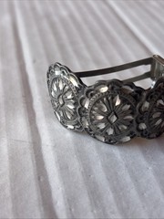 VTG Brevete SGDG French Barrette Hair Clip Silver Tone Mother Pearl