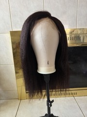 24in kinky Straight Human Hair 13×4 lace Frontal Wig
