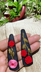 Flower Hand Embroidery Hair Clips Linen Barrette for girls Trendy Hairpins 2 Pcs
