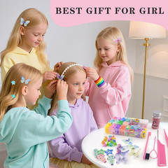 Hair Accessories for Girls, 1350P Colorful Hair Ties with 44P Hair Clips, Glitte