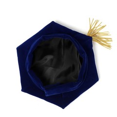Graduation Doctoral Tam Blue Velvet 6 Sided with Gold Bullion Tassel Blue 6 S…
