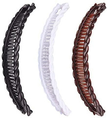 3Pcs Two Black And One Brown Tort Banana Clips Fish Clips Vintage Clincher Combs