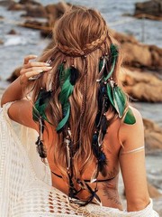 Boho Feather Headbands Indian Headdress Gypsy Headpiece Peacock Hair Type C