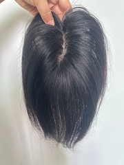 2.75″x4.3″ Traceless Front Silk Base 100% Human Hair Topper 12″, with Thick Bang