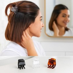 Small Basic Half-Claw Hair Clips, 12-Count – 3-Prong Claw Clips for All Hair Typ
