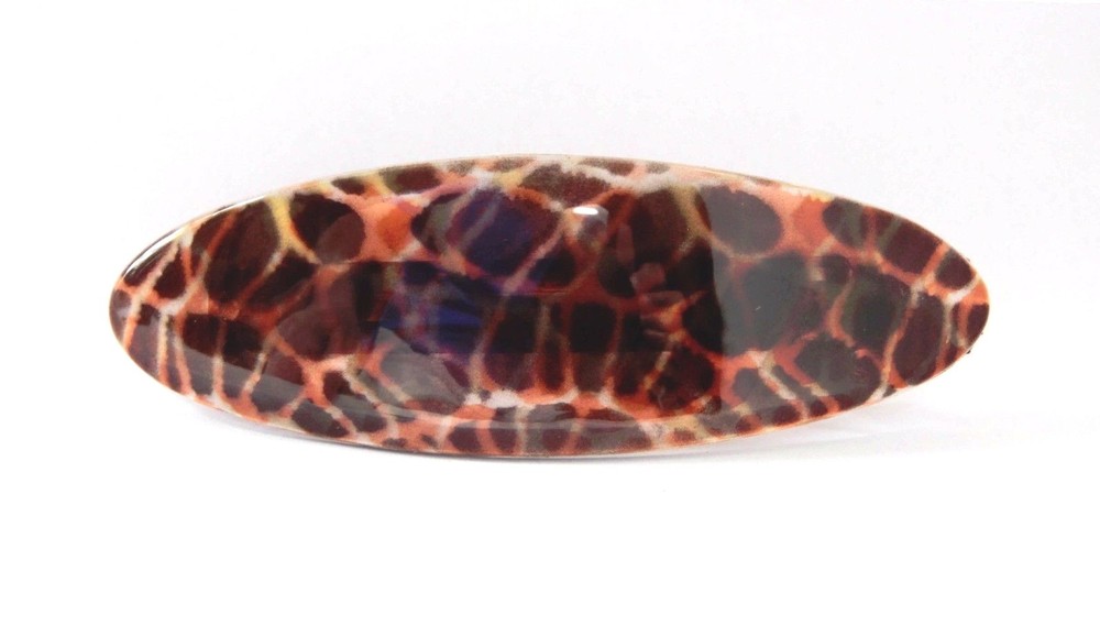 French HandPainted Celluloid Tortoise 4.5″ Silver Hinge XLarge Hair Barrette P56